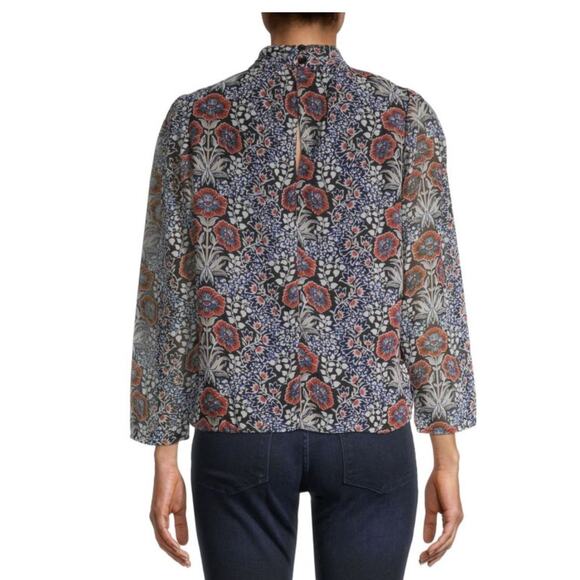 WALTER BAKER Michelle Floral Crossover Wrap Open Front Blouse Autumn Fall Sz S - Picture 2 of 9